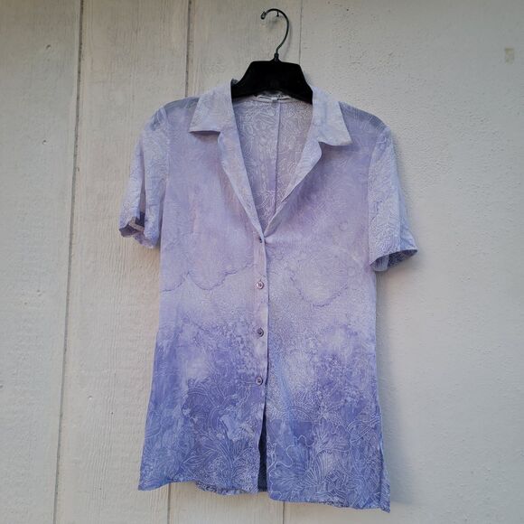 Vintage Escada floral  silk sheer button up top blouse wmns sz 34 - Picture 1 of 4